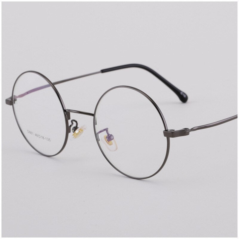 Unisex Round Alloy Full Rim Eyeglasses Scd86 Full Rim Bclear gray  