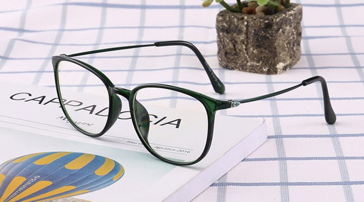 Unisex Adult Anti Blue Light Eyeglasses Square Acetate Frame Anti Blue Brightzone Green  