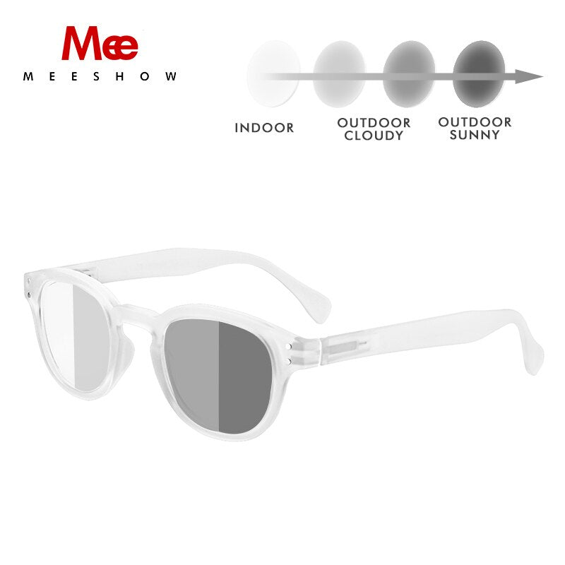 Unisex Sunglasses Reading Glasses Photochromic +225 To +325 Reading Glasses MeeShow +225 White Photo Gray 