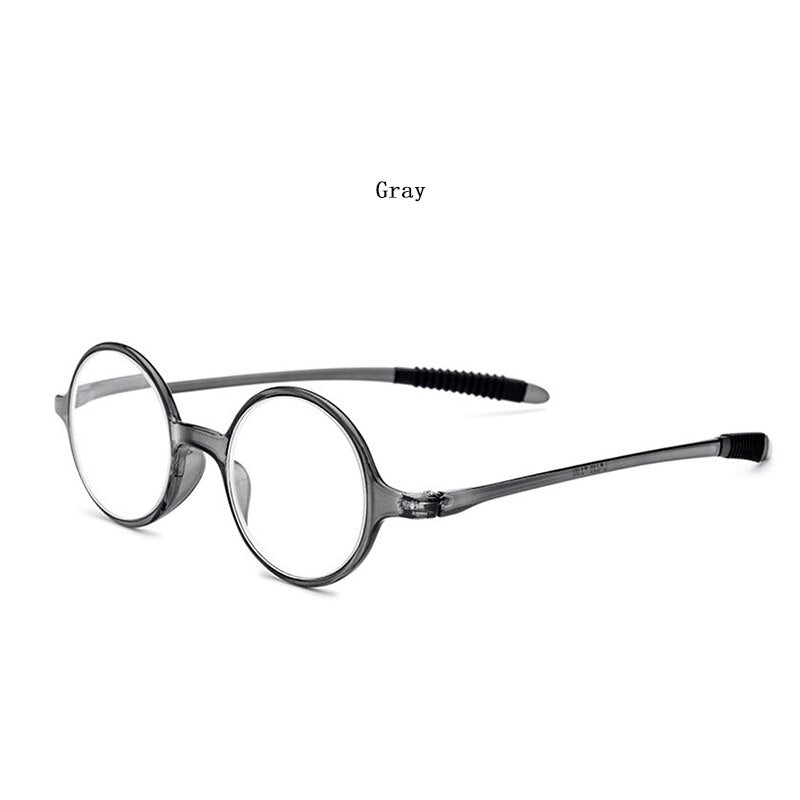 Hdcrafter Unisex Full Rim Round Acetate Frame Presbyopia Reading Glasses 236 Reading Glasses Hdcrafter Eyeglasses +100 gray 
