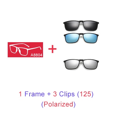 Ralferty Magnetic Sunglasses Men 5 In 1 Polarized Clip On Women Square Sunglases Ultra-Light Night Vision Glasses A8804 Clip On Sunglasses Ralferty 1 Frame 3 Clips 125 Blue Frame 