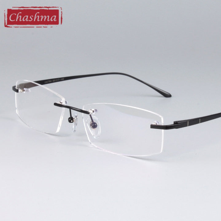 Chashma Ottica Unisex Rimless Rectangle Titanium Eyeglasses 75019 Rimless Chashma Ottica   