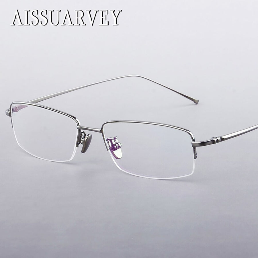 Aissuarvey Men's Semi Rim Titanium Frame  Eyeglasses As160031 Semi Rim Aissuarvey Eyeglasses   