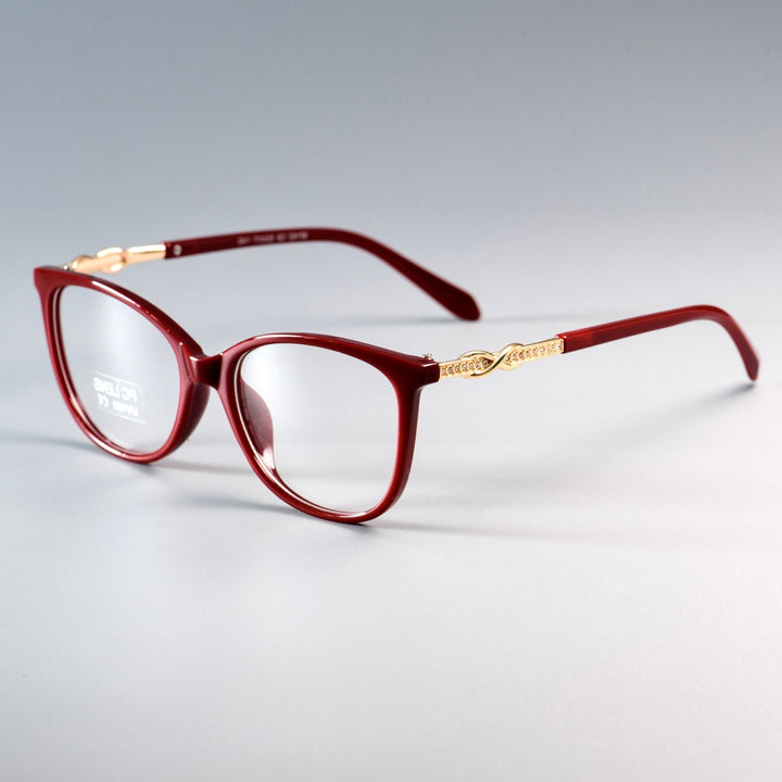 CCSpace Unisex Full Rim Rhinestone Cross Knot Square Resin Titanium Frame Eyeglasses 45705 Full Rim CCspace C6 Red  