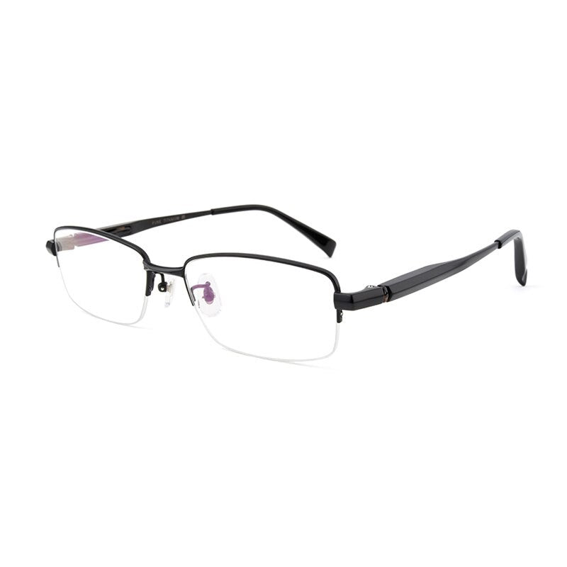 Hotochki Men's Full/Semi Rim Titanium Frame Progressive Reading Glasses 81133 Reading Glasses Hotochki +100 Half rim black 