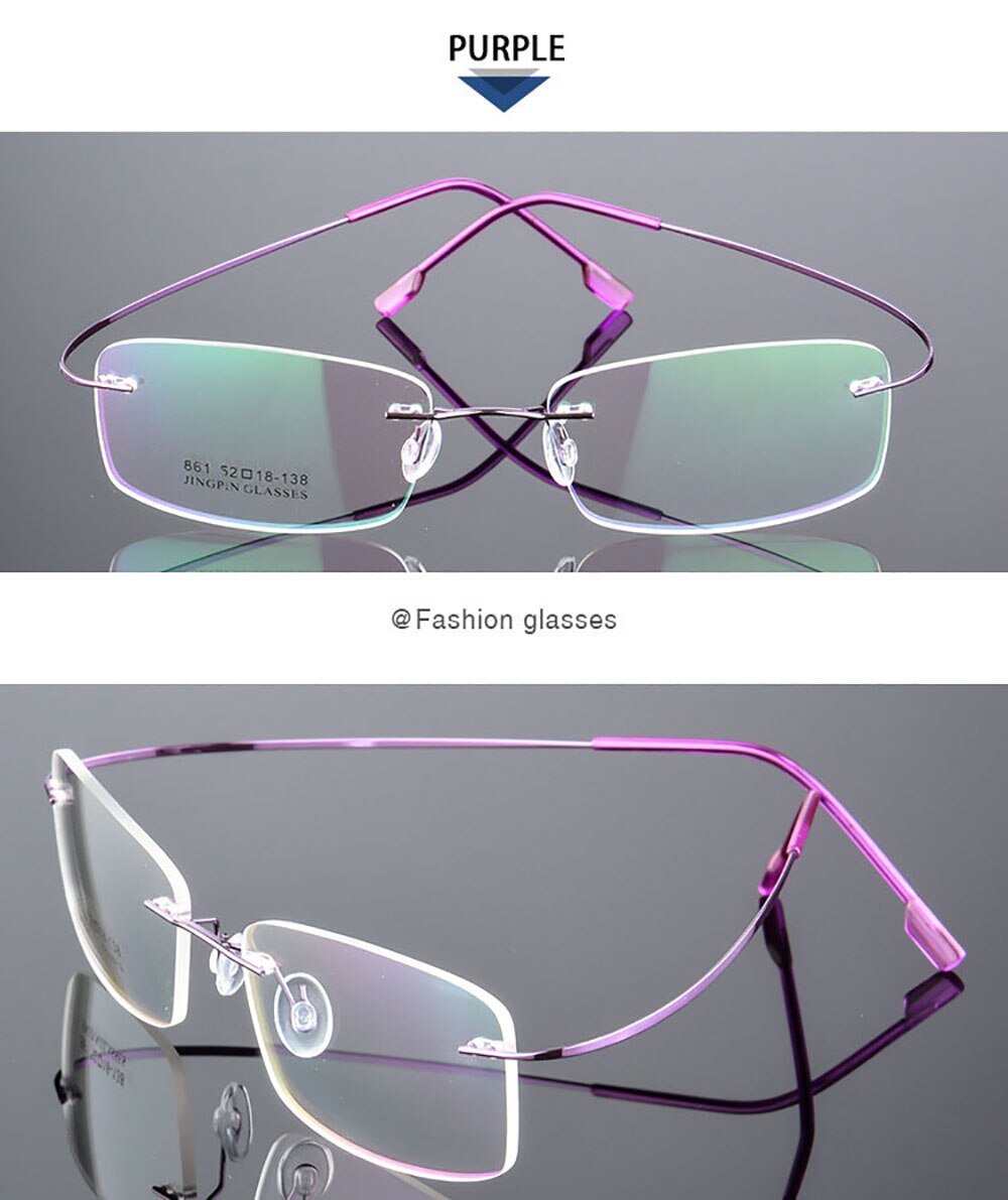 Aissuarvey Unisex Rimless Titanium Alloy Frame Eyeglasses As18611 Rimless Aissuarvey Eyeglasses Purple  