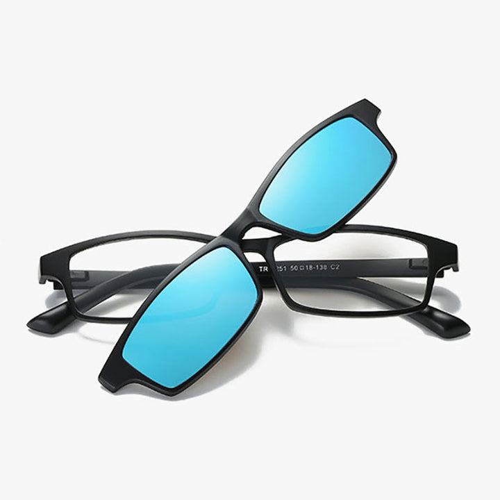 Reven Jate Polarized Sunglasses Magnetic Clip-Ons With Plastic Tr-90 Super Light Frame For Women And Men Sunglasses Reven Jate Blue  
