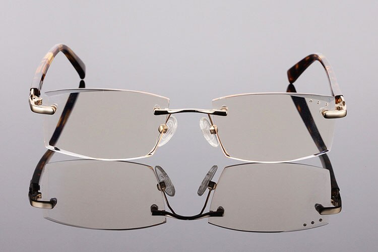 Men's Rimless Reading Glasses Alloy Diamond Trimming Anti-blue Light W01 Reading Glasses Bclear   