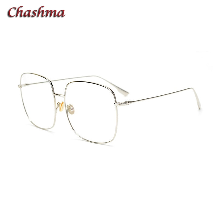 Chashma Ochki Women's Full Rim Round Square Titanium Eyeglasses 18 Full Rim Chashma Ochki Silver  