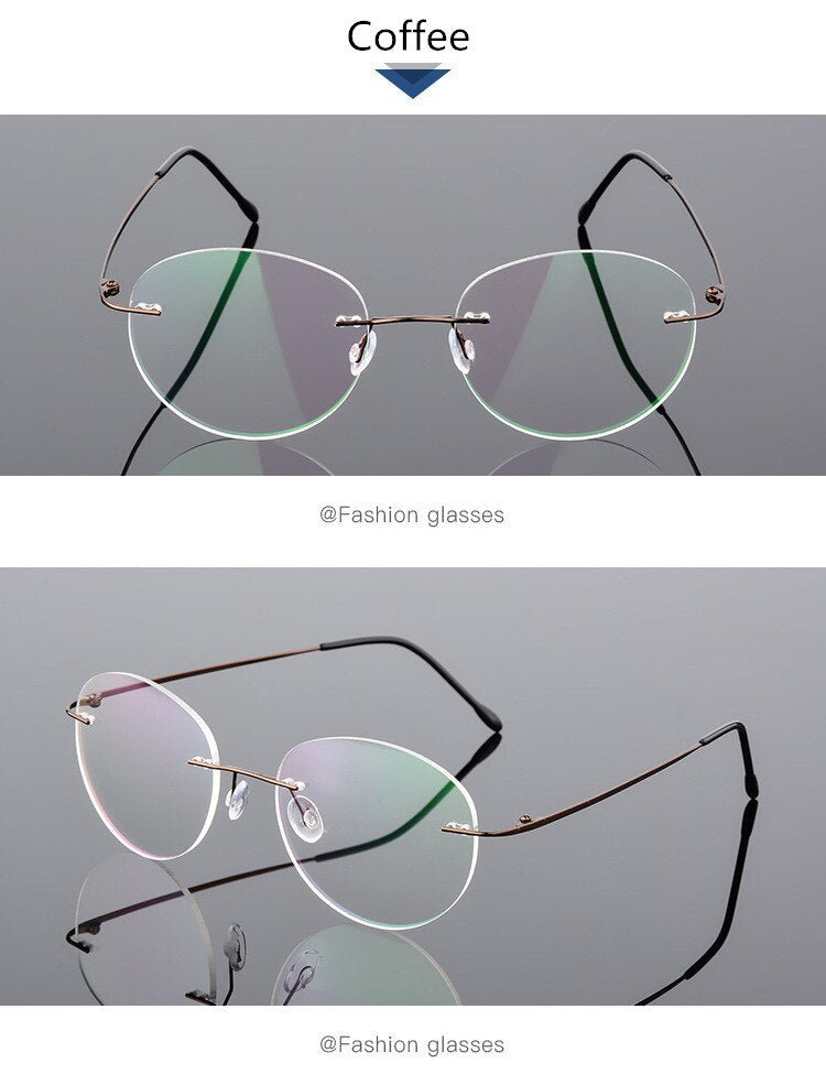 Unisex Eyeglasses Round Ultra-light Memory Titanium Alloy 862 Frame SunnyFunnyDay C9 Coffee  