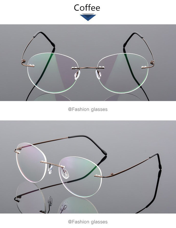 Unisex Eyeglasses Round Ultra-light Memory Titanium Alloy 862 Frame SunnyFunnyDay C9 Coffee  