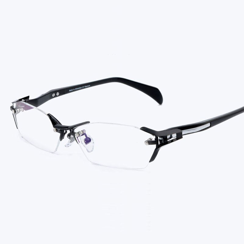 Reven Jate Ej1174 Men Eyeglasses Frame Ultra Light-Weighted Flexible Ip Electronic Plating Metal Material Rim Glasses Frame Reven Jate   