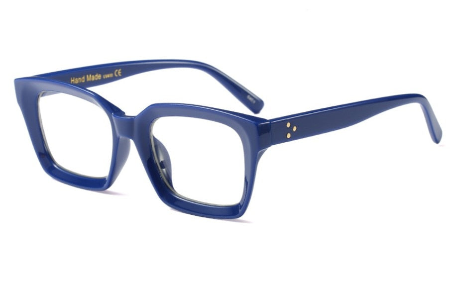 CCspace Unisex Full Rim Square Resin Rivet Frame Eyeglasses 45440 Full Rim CCspace C5 blue clear  