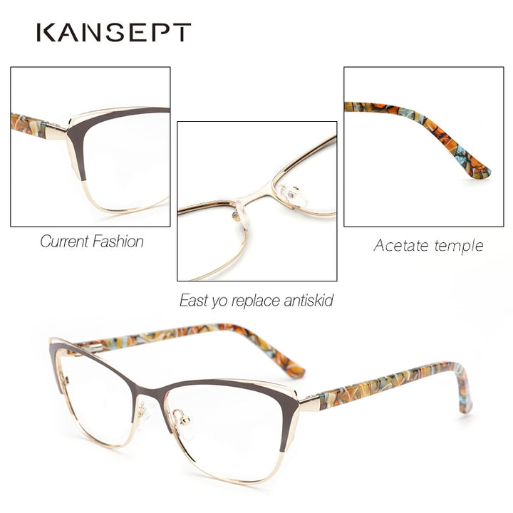 Kansept Metal Women Cat Eye Eyeglasses Transparent Computer Glasses 8805 Frame Kansept   