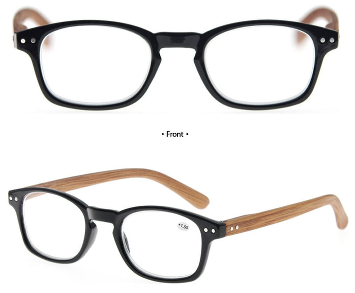 Modfans Women Reading Glasses Eyeglasses Wooden Pattern Men Glass Wood Diopter Msr012 Reading Glasses Modfans Black +100 