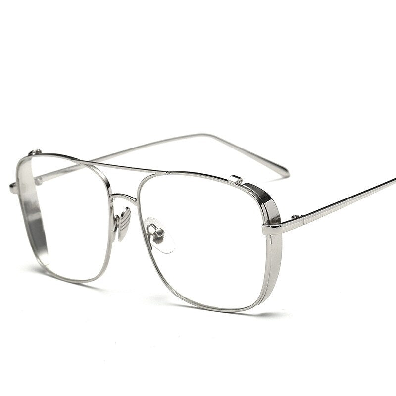 Men's Eyeglasses Full Frame Hd Resin Alloy Frame Brightzone Silver  