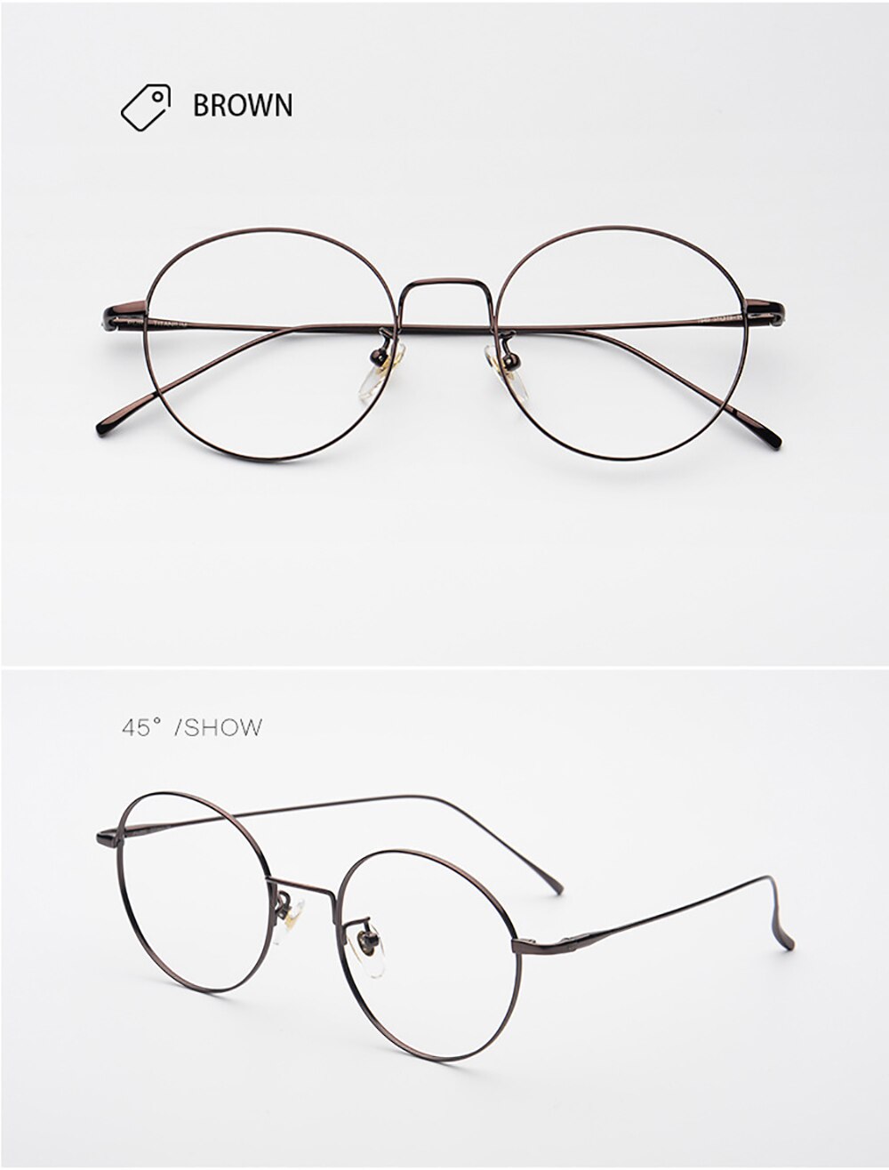 Aissuarvey Unisex Round Full Rim Titanium Frame Eyeglasses As116401 Full Rim Aissuarvey Eyeglasses Auburn  