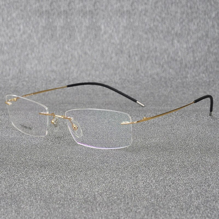 Hotochki Rimless Titanium Alloy Frame Flexible Temple Eyeglasses Rimless Hotochki Gold  