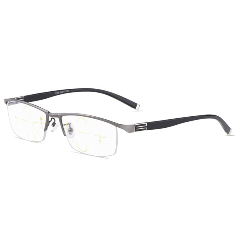Reven Jate Semi Rim Eyewear Smart Zoom Progressive Multifocal Anti-Blue Ray Reading Hyperopia Multifocal Semi Rim Reven Jate Gray +100 