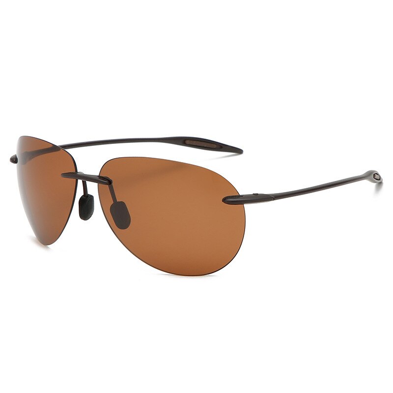 Men's Sunglasses Rimless Ultra-light TR90 Polarized Oversized Sunglasses Brightzone Black  