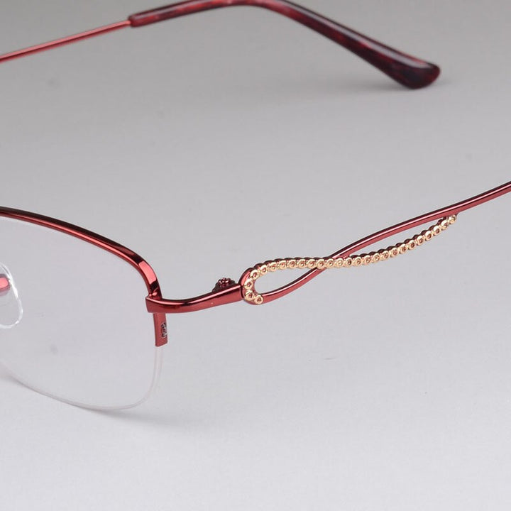 Women's Half Rim Alloy Frame Eyeglasses F6051 Semi Rim Bclear   