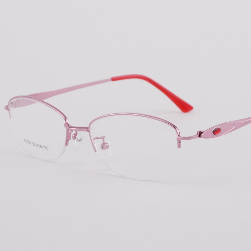 Women's Semi Rim Alloy Frame Eyeglasses 6053 Semi Rim Bclear Pink  