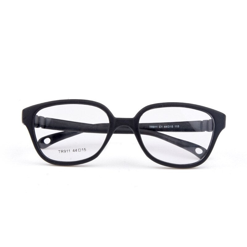 Unisex Children's Plastic Titanium Round Frame Eyeglasses Tr911 Frame Brightzone C1 black  