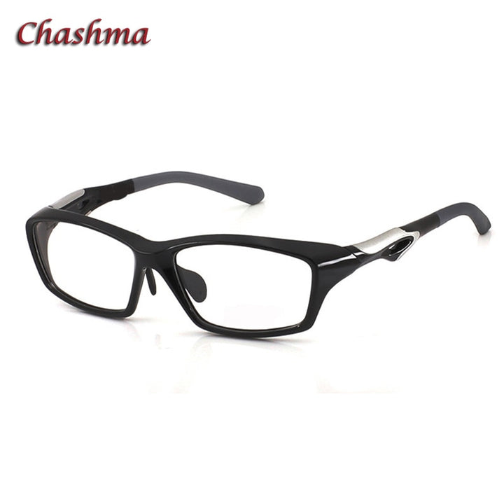 Chashma Ochki Unisex Full Rim Square Tr 90 Titanium Sport Eyeglasses 8021 Sport Eyewear Chashma Ochki Black with Gray  