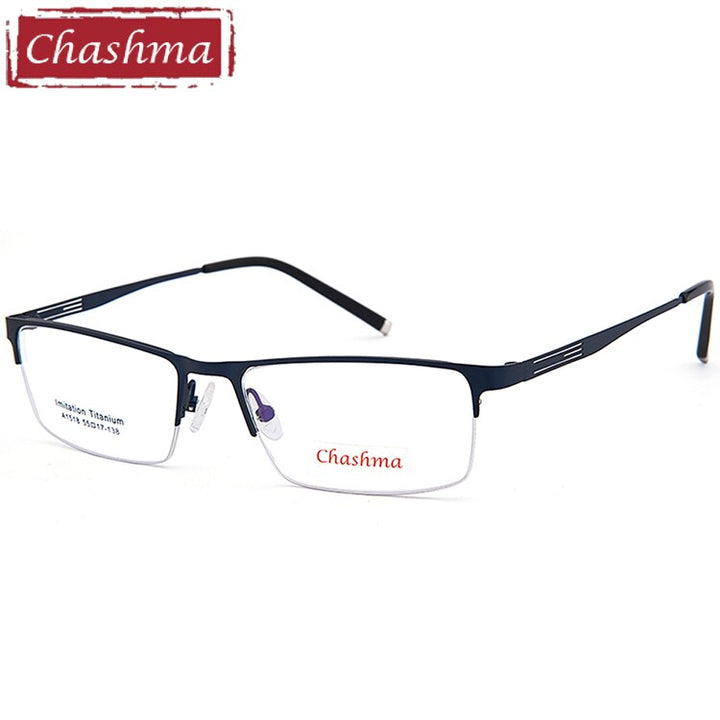 Men's Eyeglasses Titanium Half Rim 1518 Semi Rim Chashma Blue  