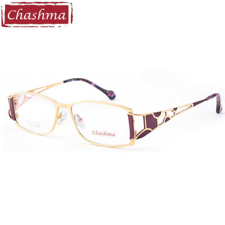 Chashma Ottica Women's Full Rim Oval Square Titanium Eyeglasses 9137 Full Rim Chashma Ottica Purple with Gold  