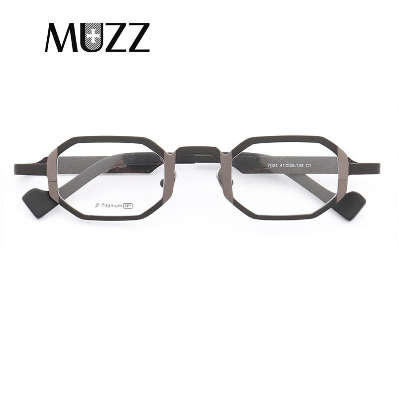 Muzz Men's Full Rim Hexagon Oval Titanium Frame Eyeglasses T7024 Full Rim Muzz C1  