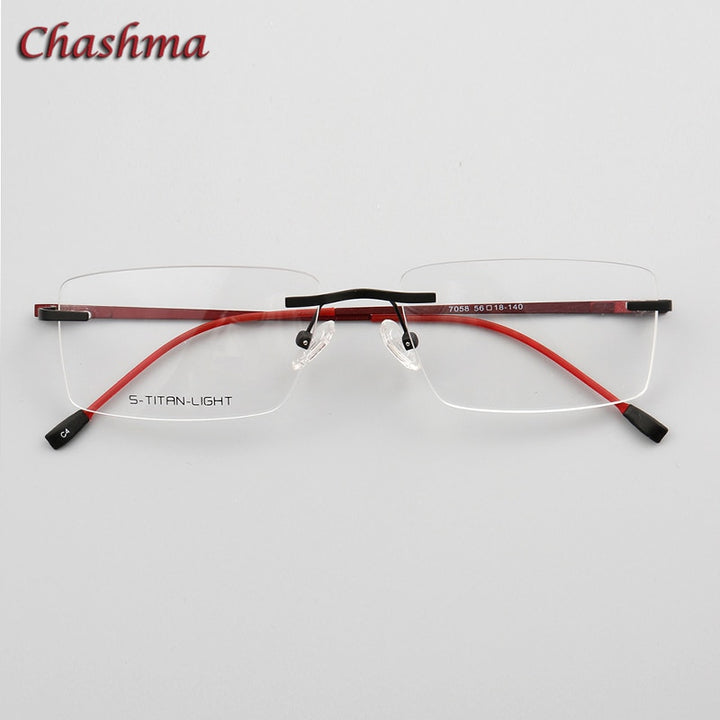 Chashma Ochki Unisex Rimless Square Titanium Eyeglasses 7058 Rimless Chashma Ochki   