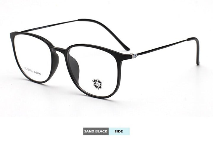 Unisex Eyeglasses Round Frame Ultem 2212 Frame Chashma Matte Black  
