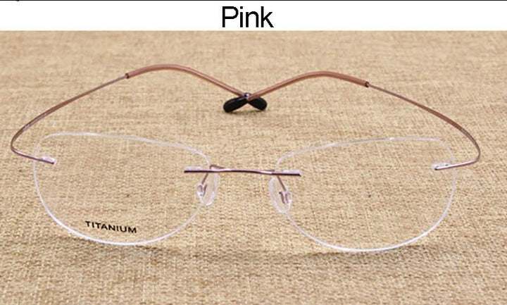 Hotochki Unisex Titanium Memory Alloy Rimless Frame Eyeglasses Rimless Hotochki Pink  