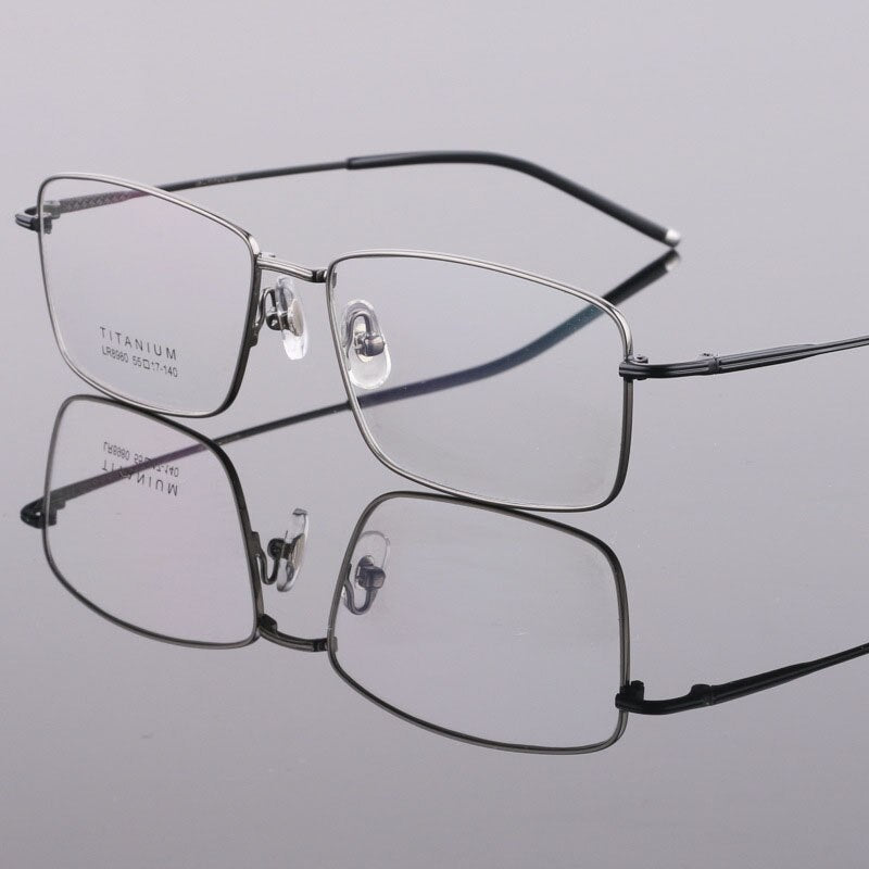 Men's Square Full Rim Frame Titanium Eyeglasses 6900 Full Rim Bclear gray  
