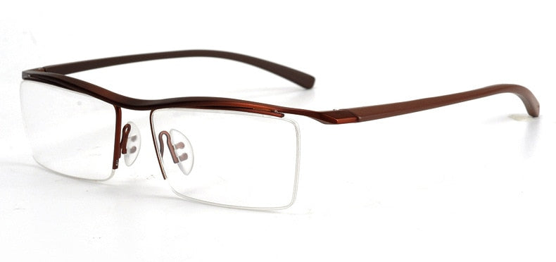 Hotony Men's Semi Rim Browline Titanium Frame Eyeglasses P8189 Semi Rim Hotony Auburn  