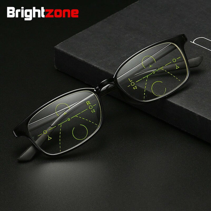 Unisex TR90 Full Rim Progressive Lenses Reading Glasses Plastic Titanium Frame 100-300 Reading Glasses Brightzone   