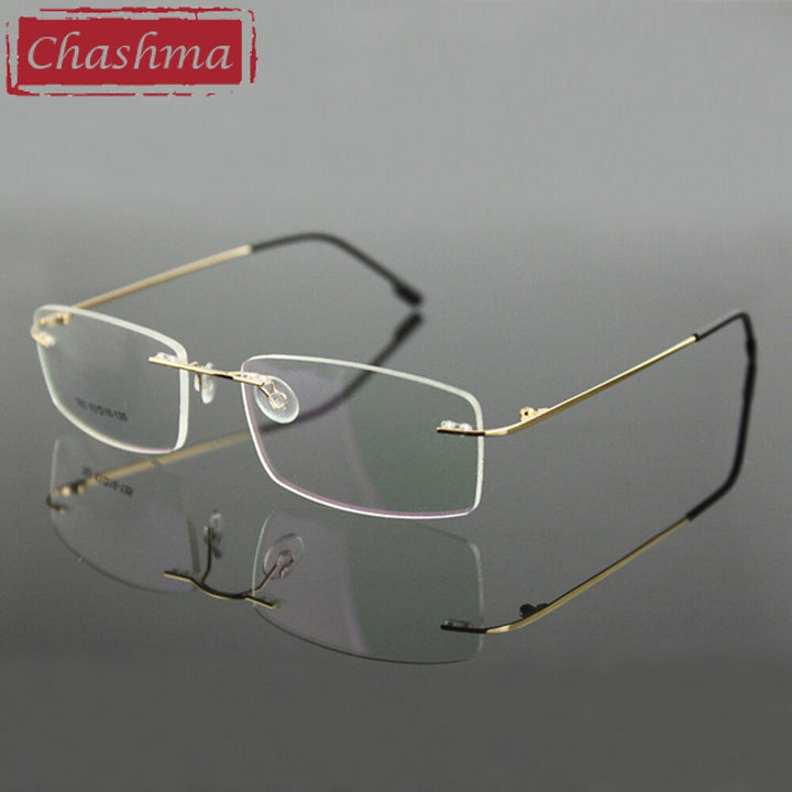 Chashma Ottica Unisex Rimless Rectangle Titanium Alloy Eyeglasses 763 Rimless Chashma Ottica   