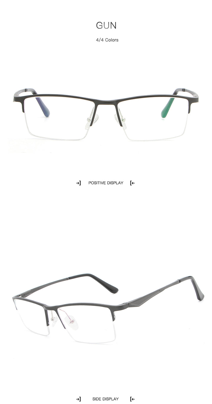 Hdcrafter Unisex Semi Rim Titanium Rectangular Square Frame Eyeglasses Lp6265 Semi Rim Hdcrafter Eyeglasses   