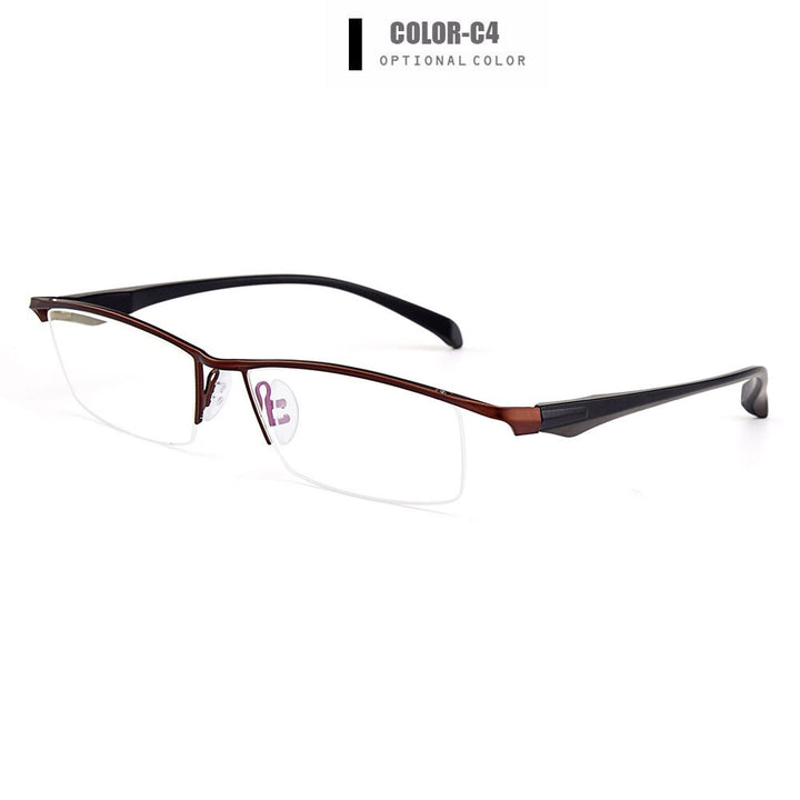 Men's Eyeglasses Semi Rim Titanium Alloy Square Y8011 Frames Gmei Optical C4  