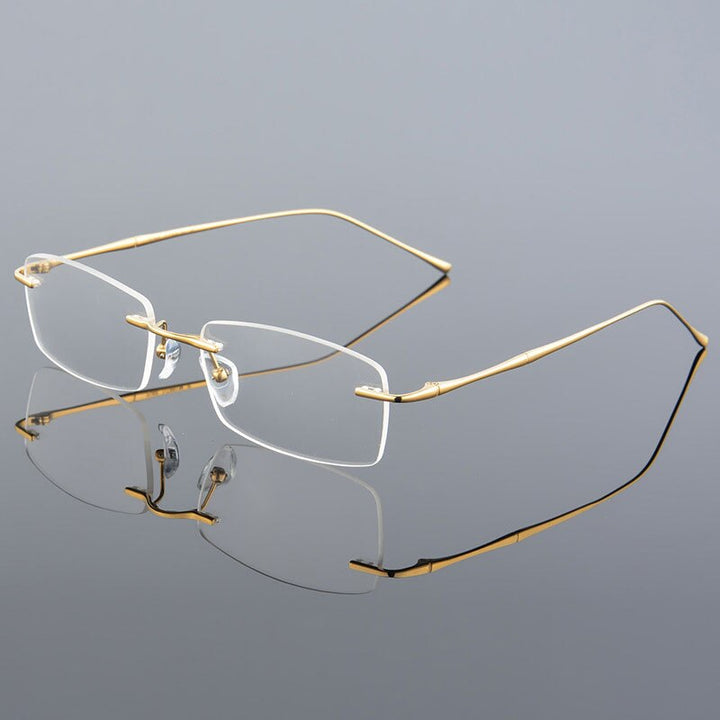 Reven Jate 632 Rimless Men Eyeglasses Frame Glasses For Man Eyewear Rimless Spectacles Rimless Reven Jate Gold  