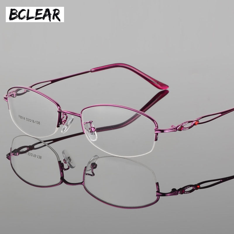 Women's Half Rim Eyeglasses Alloy Frame Bf6014 Semi Rim Bclear Purple  