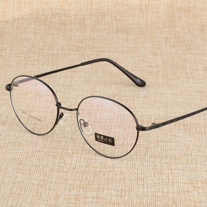 Unisex Eyeglasses Round Frame Metal Alloy S801 Frame Bclear black  