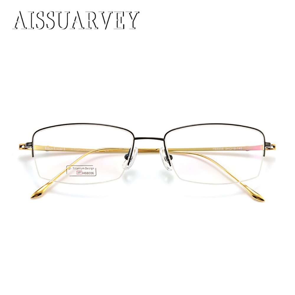 Aissuarvey Unisex Rectangular Semi Rim Titanium Frame Eyeglasses As1880061 Semi Rim Aissuarvey Eyeglasses   