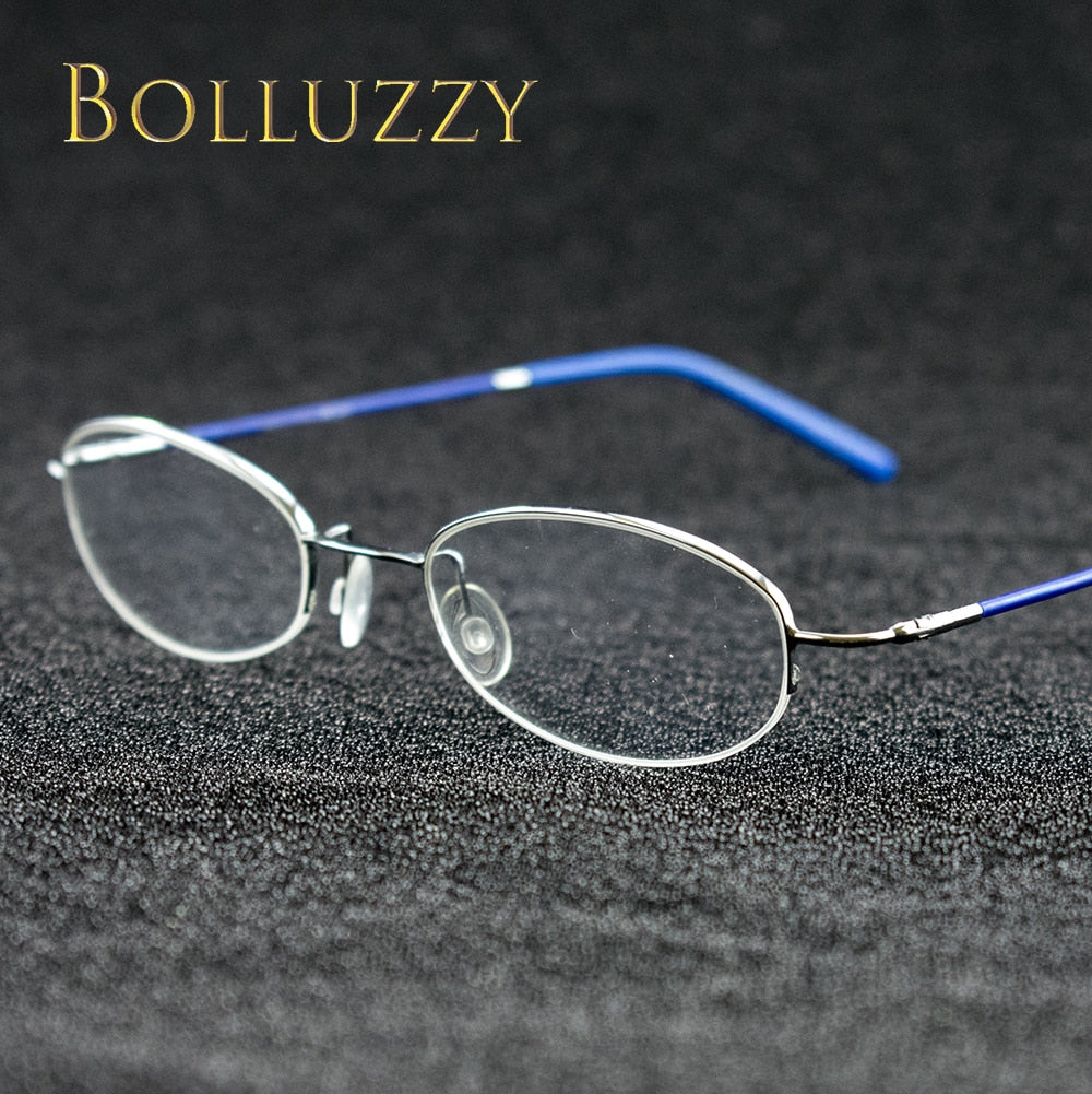 Unisex Alloy Semi Rim Eyeglasses Oval Frame Bo2207122 Semi Rim Bolluzzy   