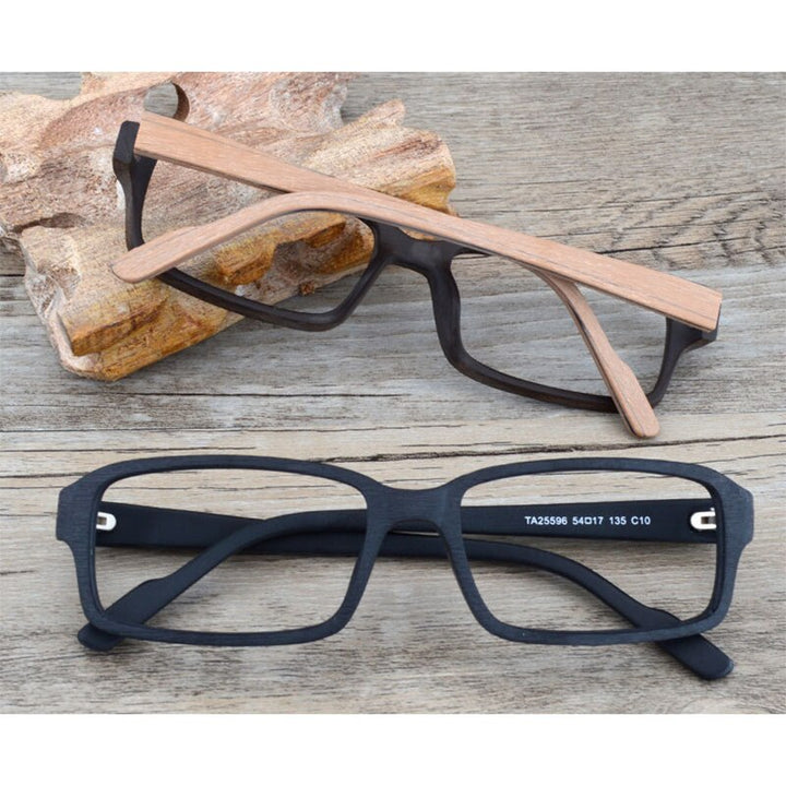 Unisex Eyeglasses Wood Rectangular Frame Ta25596 Frame Hdcrafter Eyeglasses   