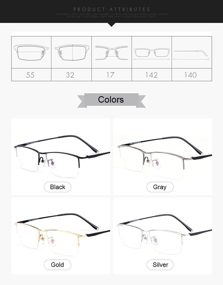 Reven Jate Glasses Half Rim Eyeglasses Titanium Frame Lens Eye Glasses Frame Eyewear Semi Rim Reven Jate   