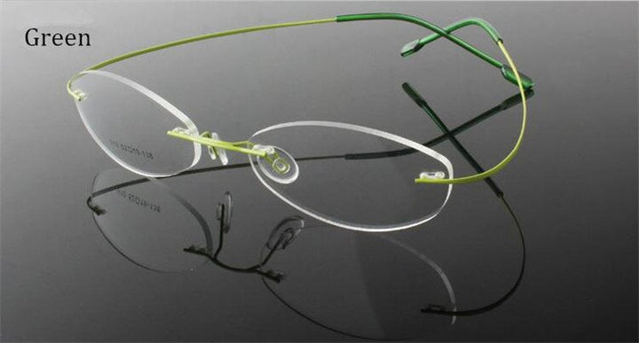 Men's Eyeglasses Rimless Titanium Alloy 772 Rimless Chashma green  