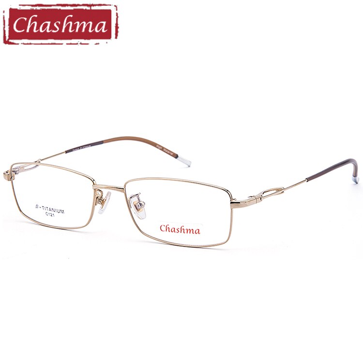 Chashma Ottica Men's Full Rim Square Titanium Eyeglasses 121 Full Rim Chashma Ottica Gold  