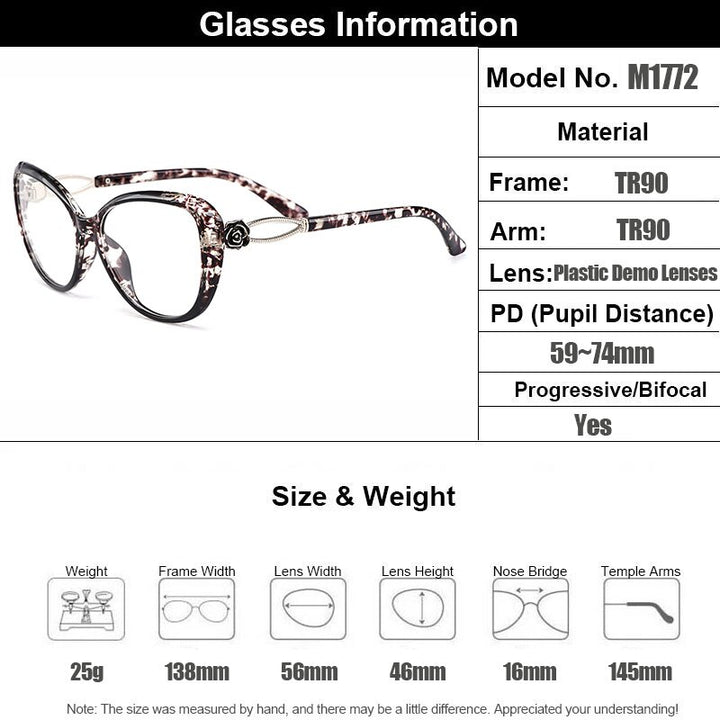 Gmei Women's Eyeglasses Ultra-Light Tr90 Big Frame Cat Eye M1772 Full Rim Gmei Optical   